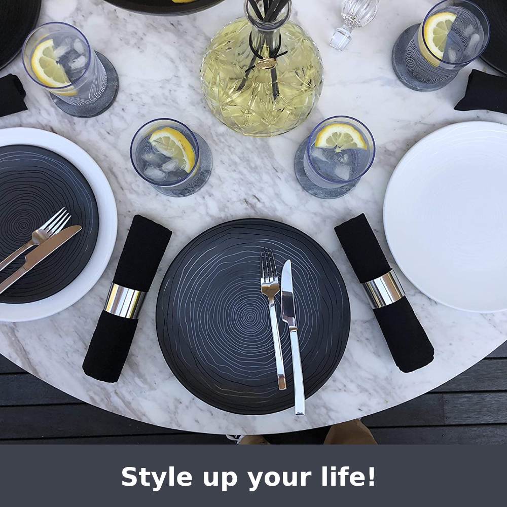 Reusable Plastic Dinnerware Set (Organica Black)
